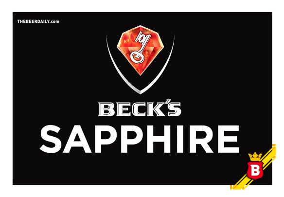 La imagen de Beck's Saphire, con un Zafiro acompañando a su clásica llave.